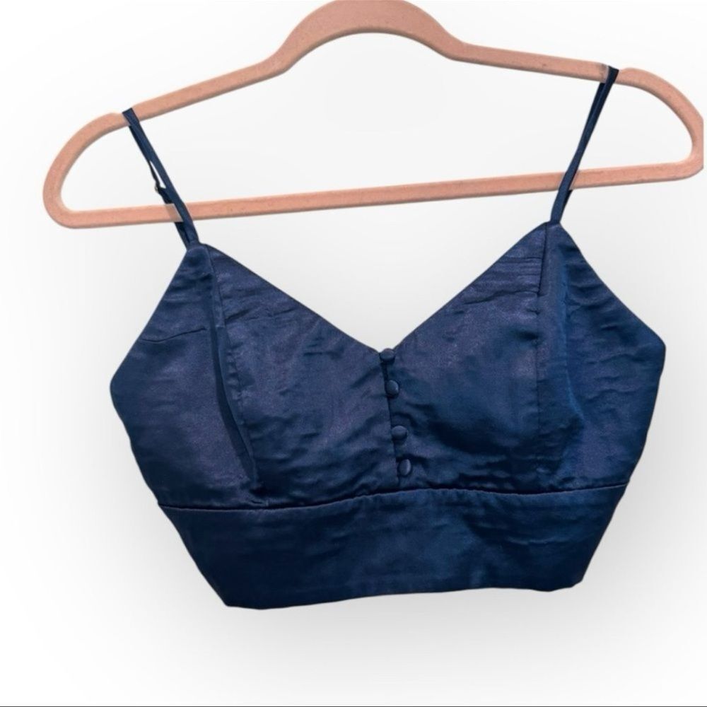 House of Harlow 1960 x Revolve Satin Crop Top - Size Small - Navy Blue